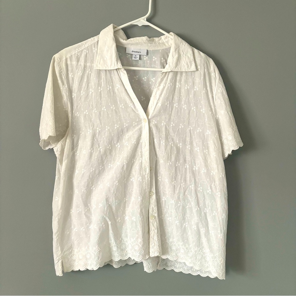 White Floral Button Up